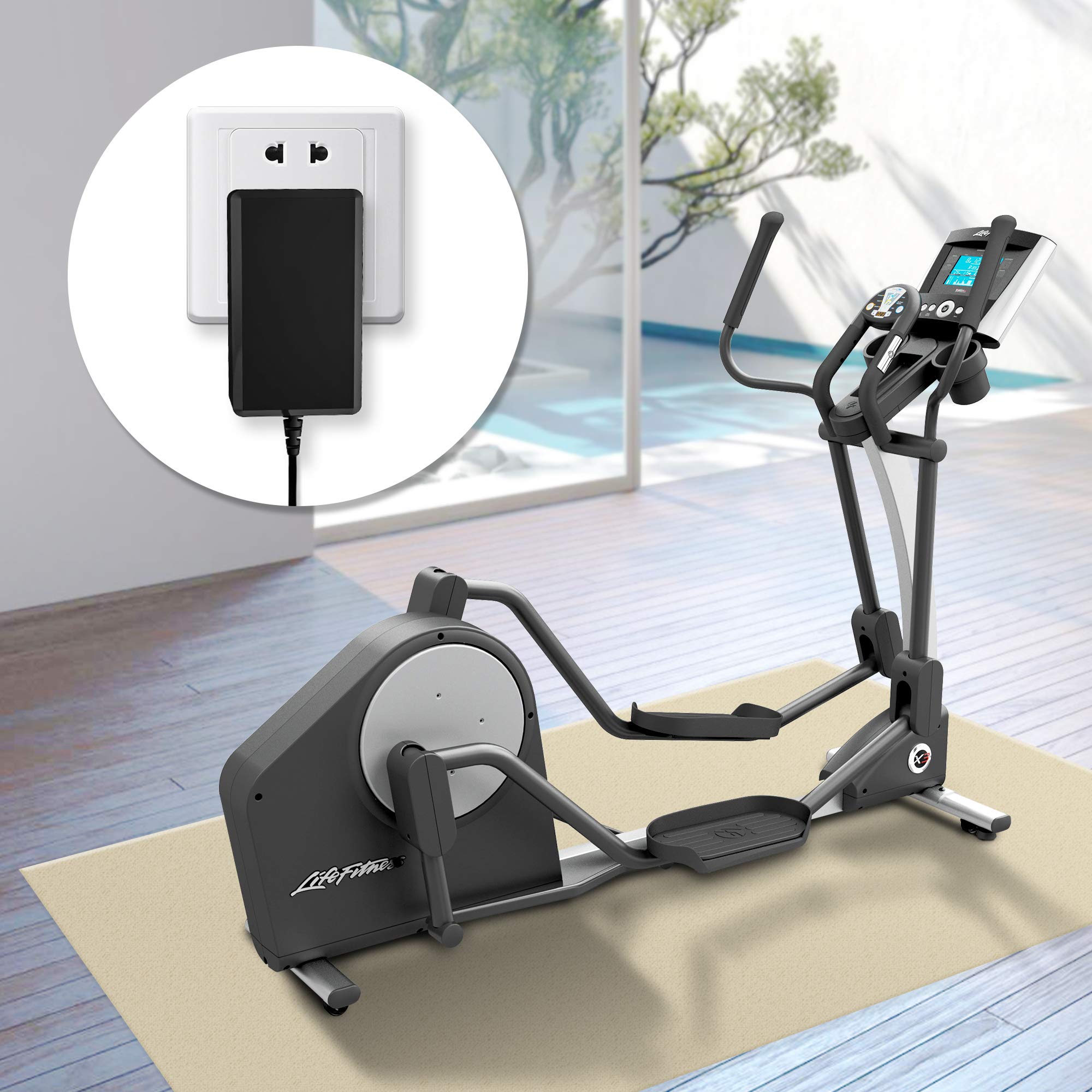 Pwron (6.6Ft Long) 12V 2A Ac Dc Adapter Charger Compatible With Life Fitness X1 X3 X5 X8 Go Console Fitness Gear 810E 820E 830E Elliptical Machine Cross Trainer Power Supply